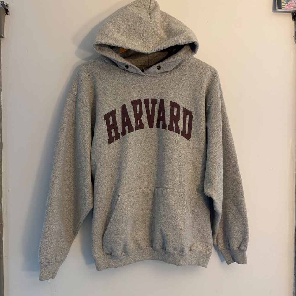 The Cotton Exchange Harvard University Hoodie Grey Heather Mens Medium USA Made